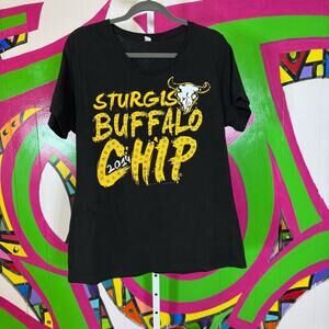 Alstyle, Graphic Black Tee with Yellow Buffalo Chip Design. Size 2XL.